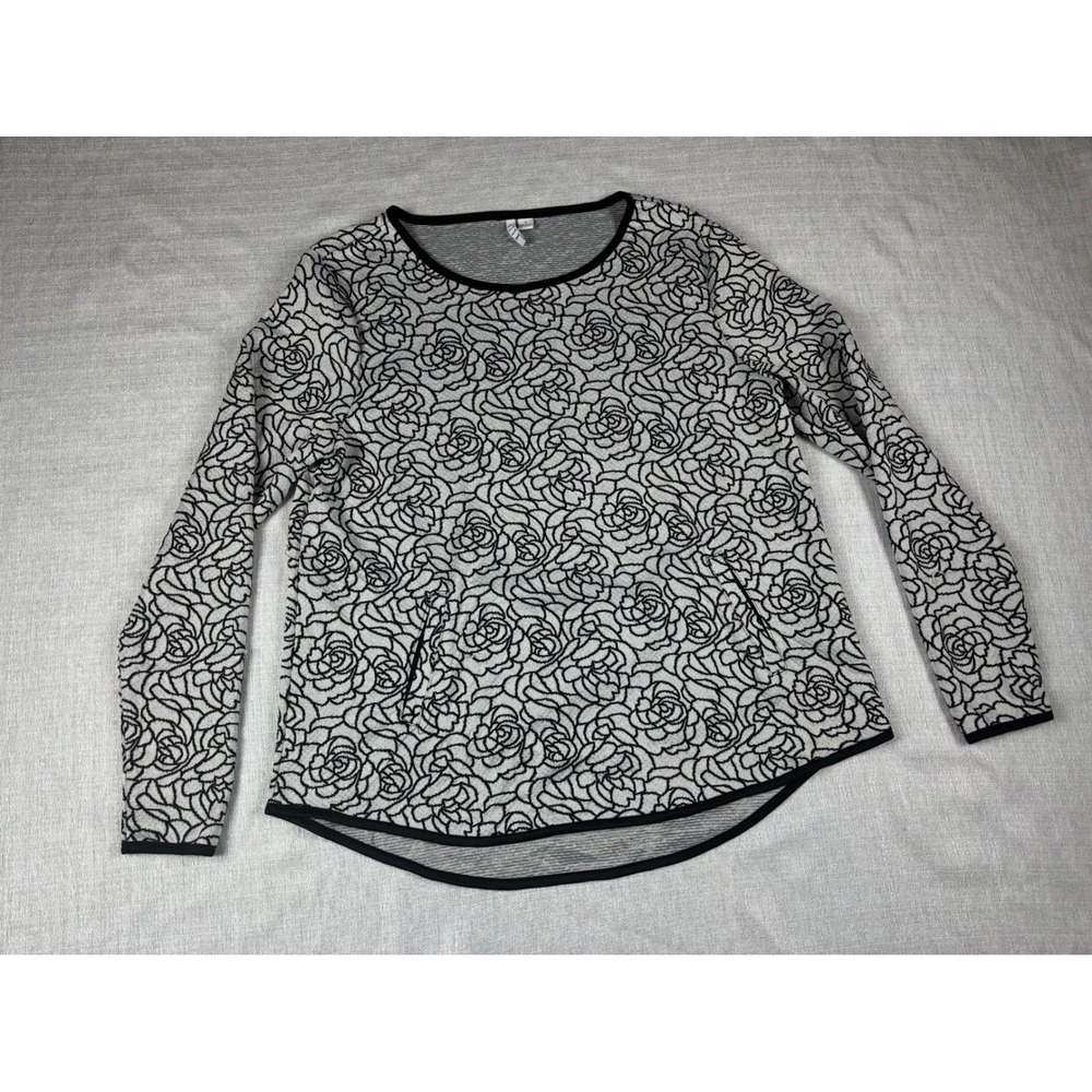 ELLE Women's Long Sleeve Rose‎ Print Top Size L